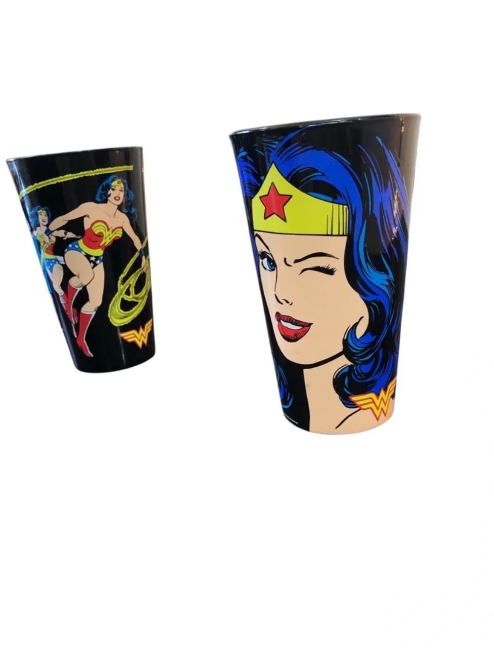 DC Comics WONDER WOMAN SET of 4 Drinking Glasses Toonlabsink Graphic Tumblers